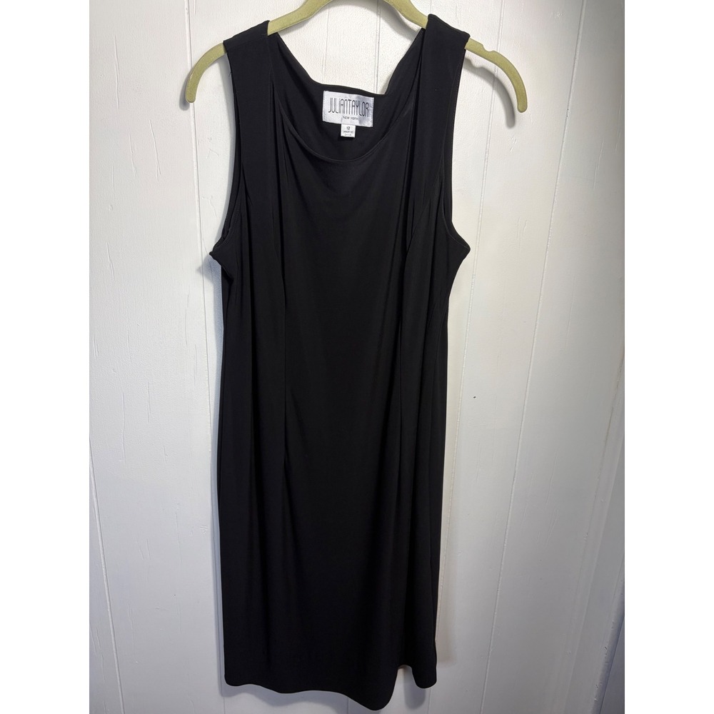 Julian Taylor New York Black Sleeveless Sheath Dress Scoop Neck Size 12